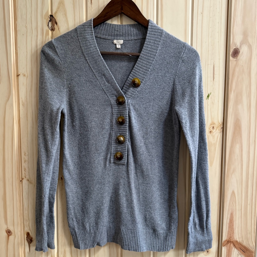 J.Crew V-Neck Three-Quarter Button-Down Long Sleeve Sweaters Size S